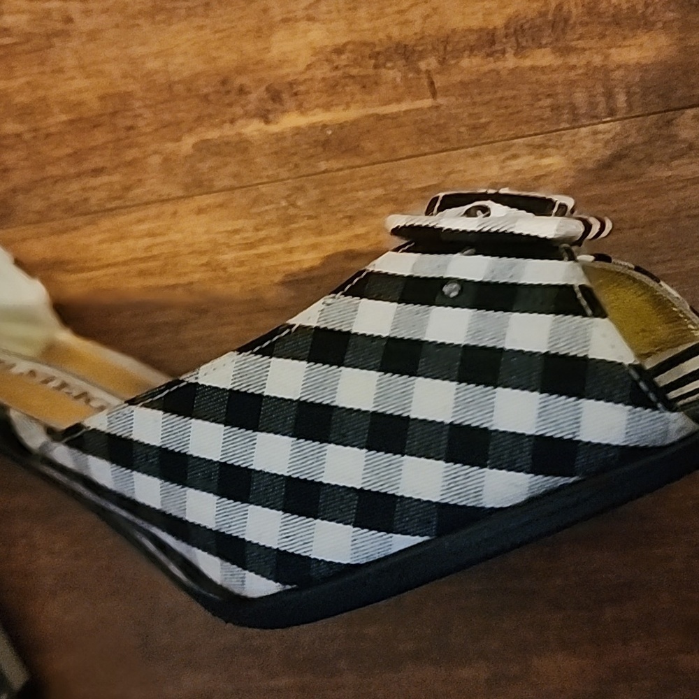Walter Steiger black/ white peep toe pumps 7.5 - Picture 11 of 14